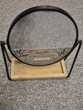 Danielle Creations Bamboo Vanity Mirror in Natural Bamboo and Black NWOT